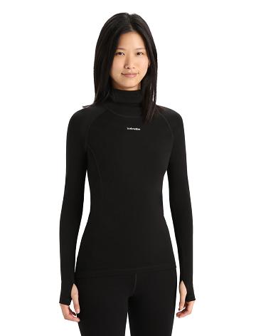 Icebreaker MerinoFine™ Long Sleeve Roll Neck Naisten Base Layers Mustat | FI 1896XYUF